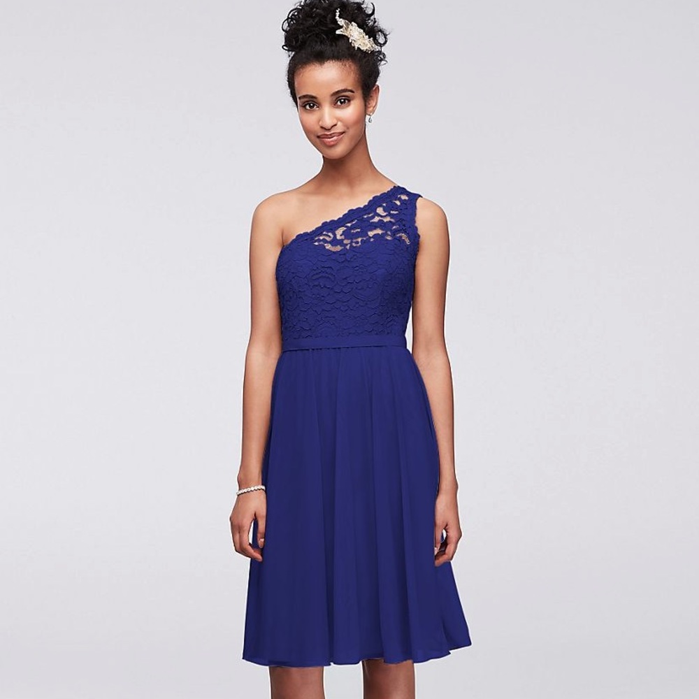 David’s Bridal One Shoulder Corded Lace Dress